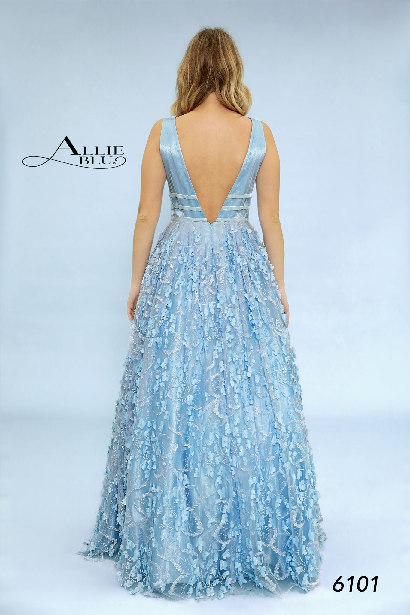 Allie Blu 6101 size 10 Peach floral applique prom dress Ballgown lace
