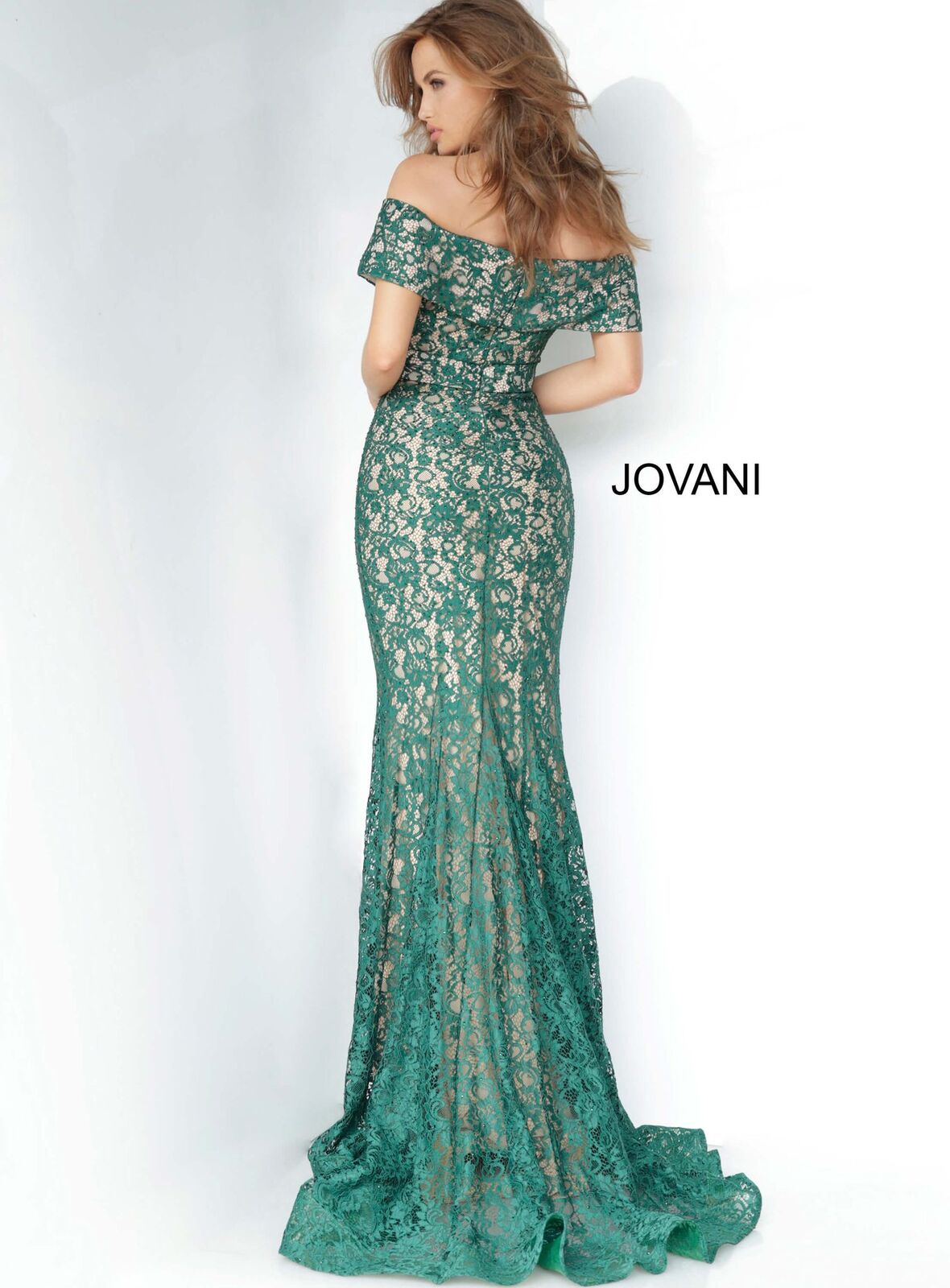 Jovani 1974 off the shoulder straps sweetheart neckline embellished lace prom dress with train evening gown mother of the bride or groom dress   Available colors:  Hunter, Navy, Red  Available sizes:  00-24 