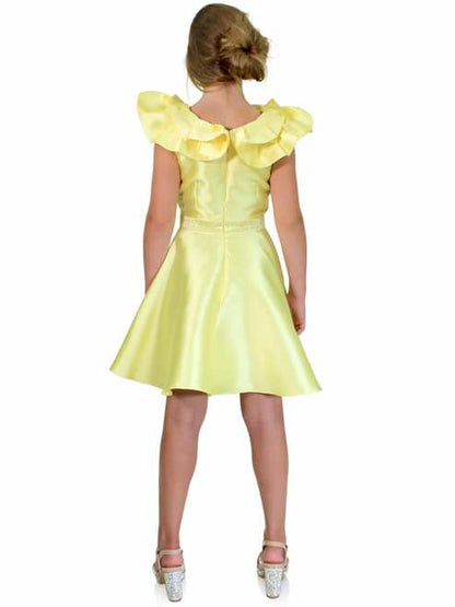Marc Defang K6013 Short A Line Girls Pageant Cocktail Dress Interview Bow This stunning dress works perfectly for interview, fun fashion, as well as formal occasions Featured color:All colors are available. Hand crafted crystals on the waistband  Bow front Multiple pleated collar, front and back  2 side pockets! Center back invisible zipper Inner lining for silky comfortv Available Sizes: 4-14 Available Colors: See swatch chart Please Allow 30 Days for Delivery