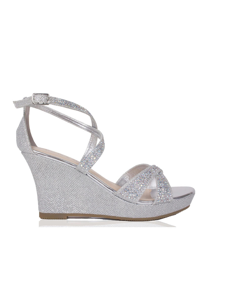 Designer Sparkling High Heel Silver Sandals Heels for Women - Perfect for Weddings, Proms, and Evening Parties